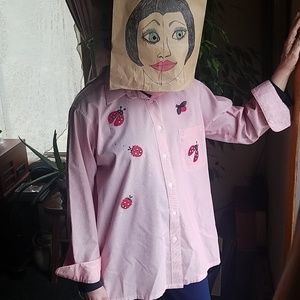 EUC Hana Ladybug button down shirt